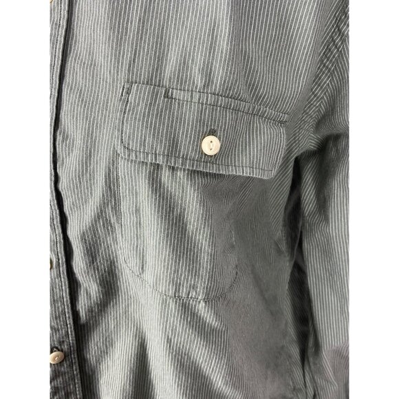 Fossil Mens Long Sleeve Green Striped Button-Up Shirt Size L - Picture 7 of 9